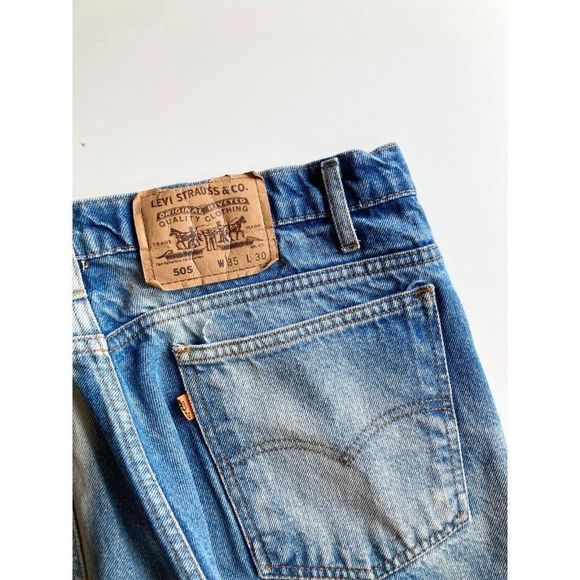 Men's Vintage 90'S LEVI'S 505 Orange Tab Medium Regular Fit Jeans, Size 35x30 - Picture 7 of 15